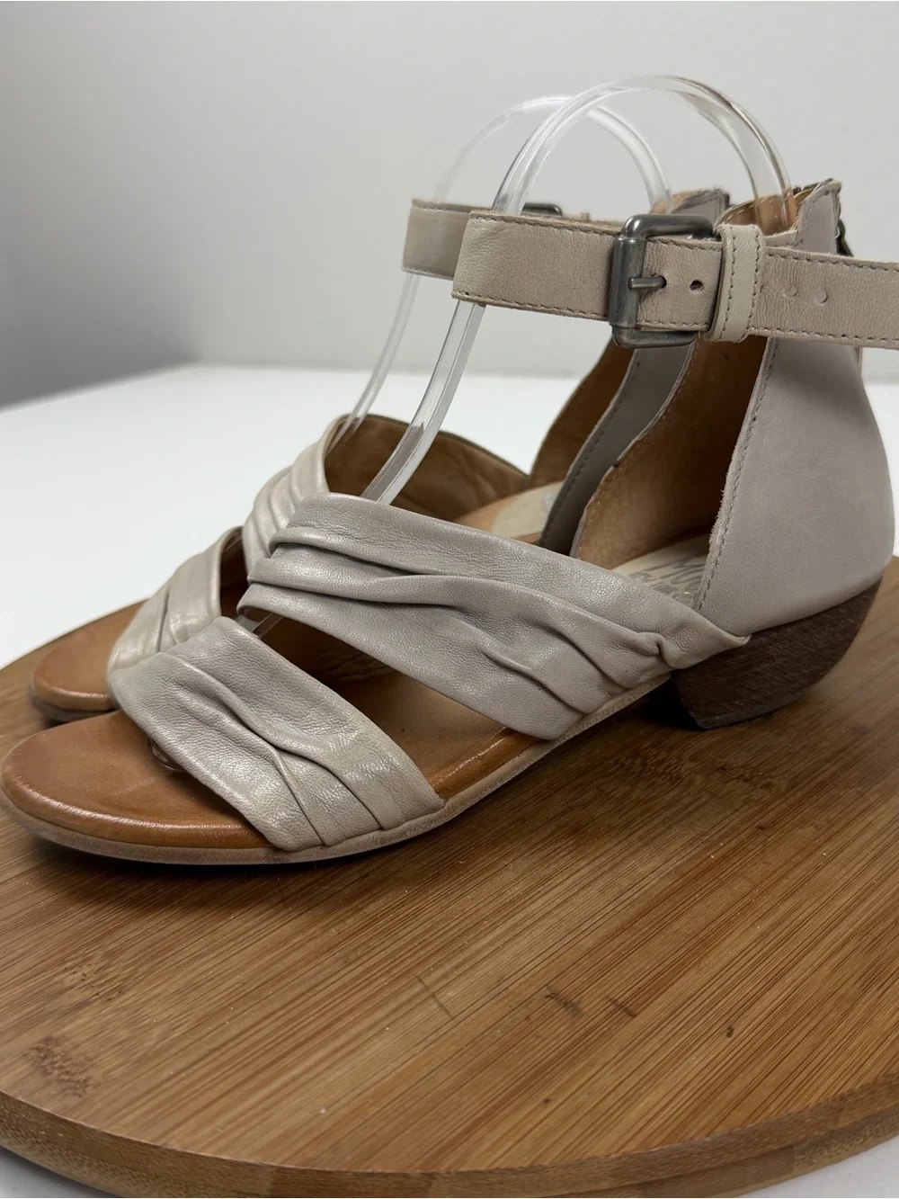 Miz Mooz Cassie Leather Ankle-Strap Sandals in Light Taupe
